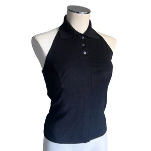 Lillie Rubin Halter Top Open Back Top Sz L Sleeveless Polo Shirt Vintage Y2K